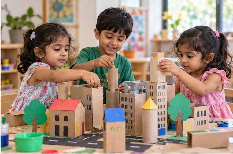 Children creating and building together during an after-school activity