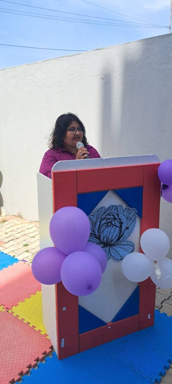 Ms. Sangeetha speaking at a Narayana Group event